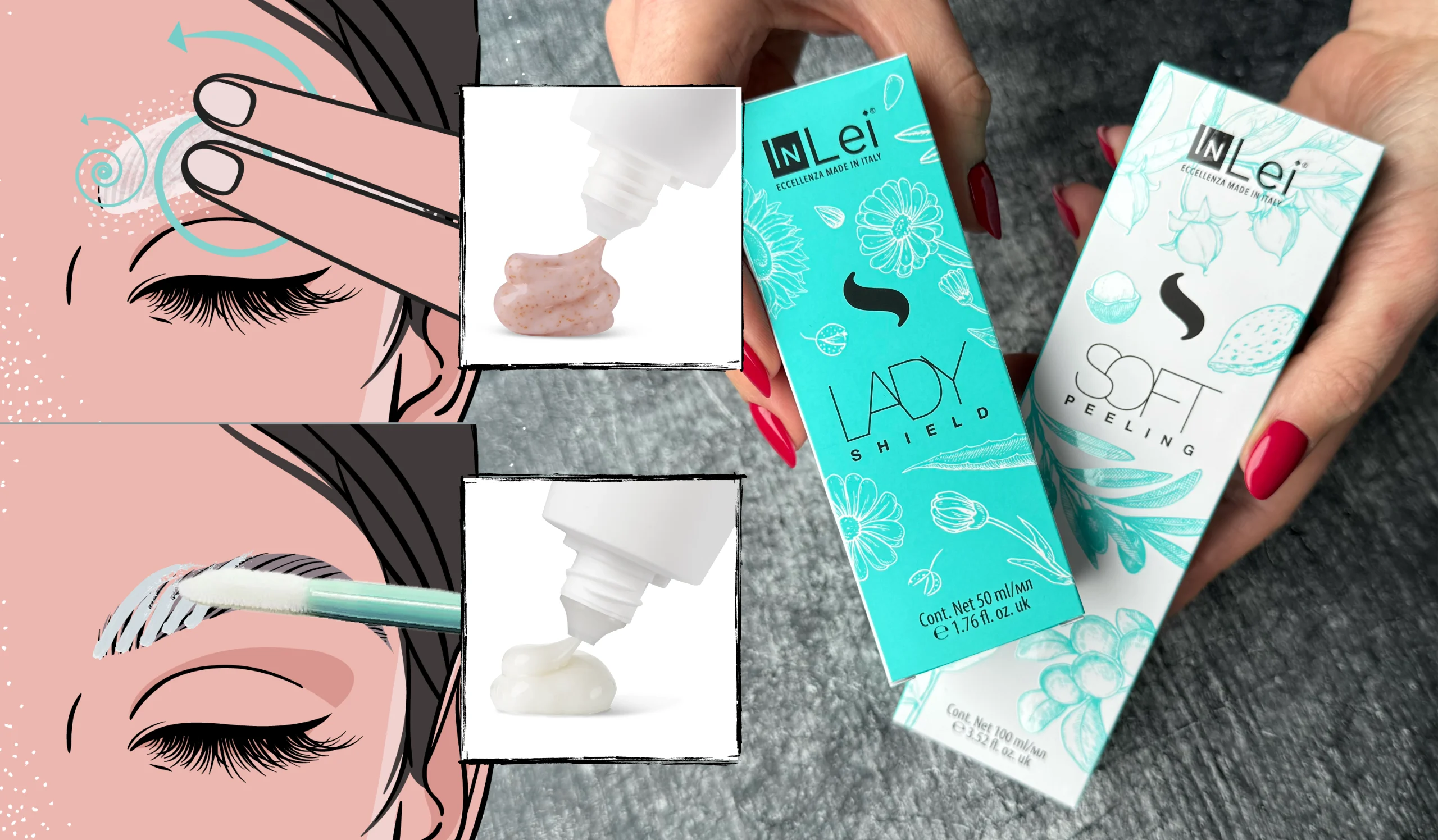 Protocollo di lavoro - InLei® Brow Bomber - working protocol Soft Peeling e Lady Shield
